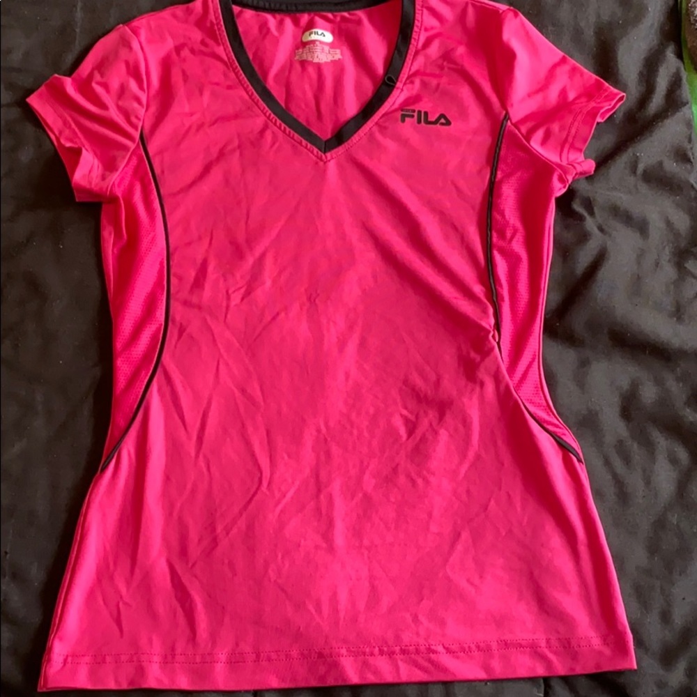 Pink and black athletic shirt